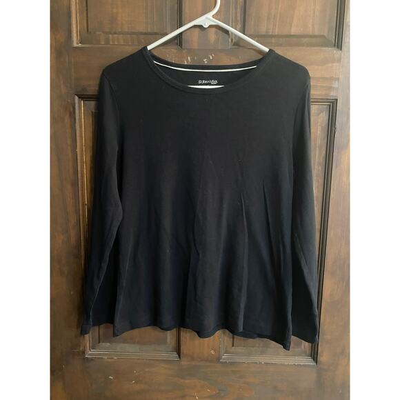 St. John's Bay Womens Medium Long Sleeve Black T-Shirt Cotton - Picture 5 of 7